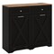 Tilt Out Wooden Trash Can Cabinet with 3 Position Adjustable Shelf and Power Outlets